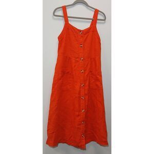 Hansel from basel womens small long midi linen dress orange overall